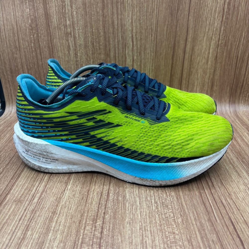 361 Degrees Flame ST Running Shoes Lime Green Blue Men's Size 11.5 Y2307-8356